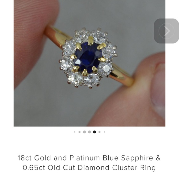 ‼️SALE‼️Authentic Antique Sapphire & Diamond Ring, Platinum & 18K Gold - Picture 3 of 13